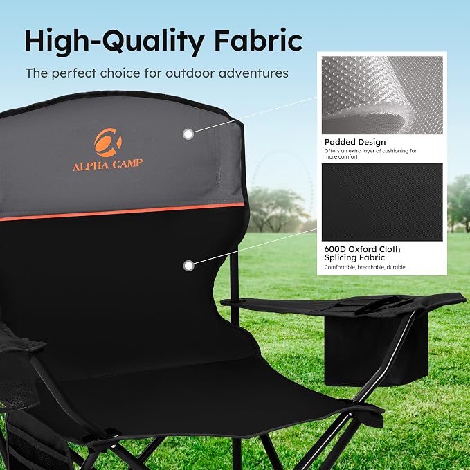 ALPHA CAMP Camping Chair 2 Pack Portable Chair - Image 4