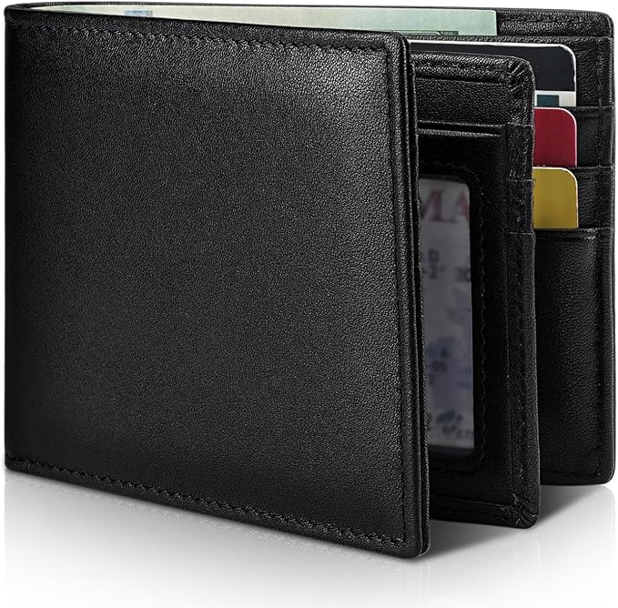 Mens Wallet Genuine Leather Bifold RFID Blocking Wallet by Artpaxy