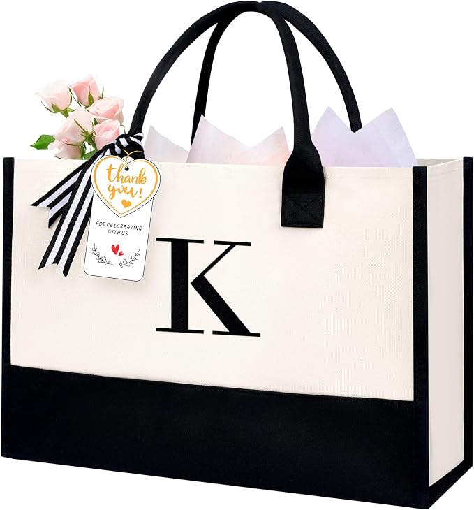 BAGAIL Initial Tote Bag, Personalized Birthday Gifts by BAGAIL
