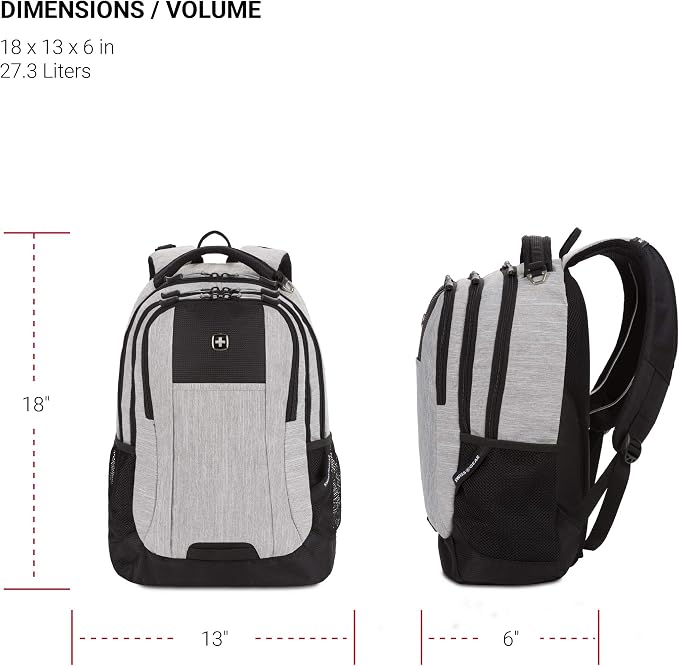 SwissGear Cecil 5505 Laptop Backpack, Heather Grey - Image 5
