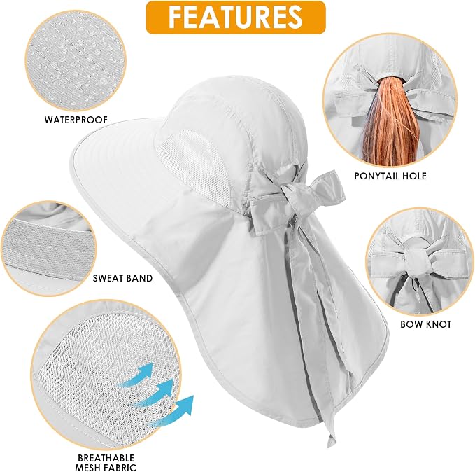 Womens Sun Hat UV Protection, Foldable Waterproof Wide Brim Bucket Hats - Image 6