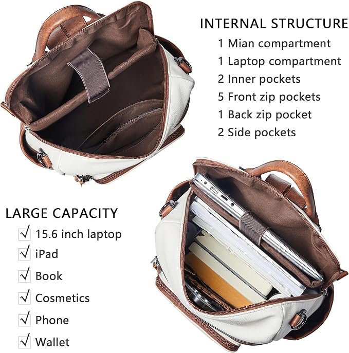 Shrrie Vegan Leather Laptop Backpack - Image 4