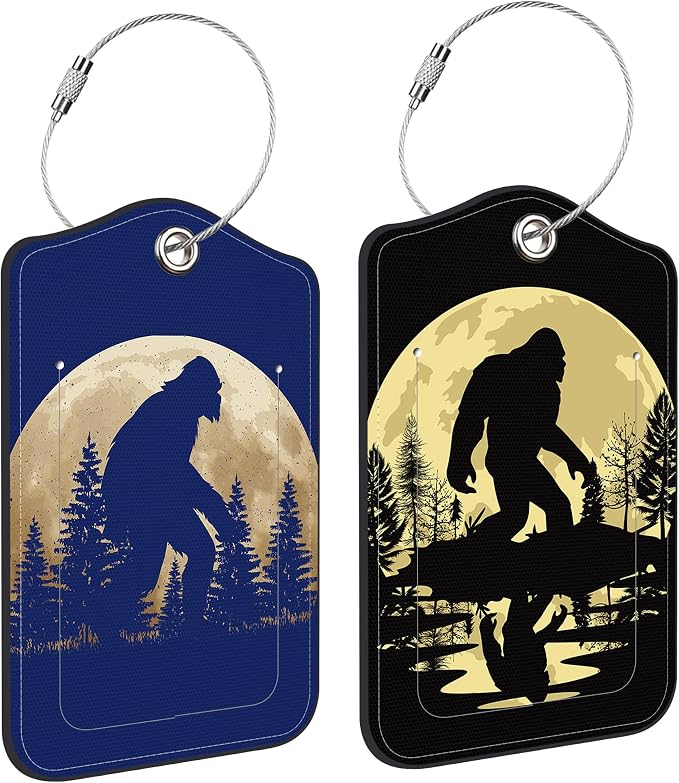 2 Pack Luggage Tag for Suitcase Black Sasquatch Leather Suitcase Tags by Unknown