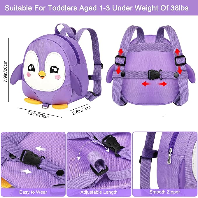 Accmor Toddler Harness Backpack Leash, Cute Penguin Kid Backpacks - Image 3