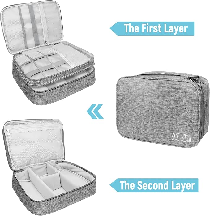 Electronics Travel Organizer, Large Double Layer Portable Waterproof Travel - Image 5