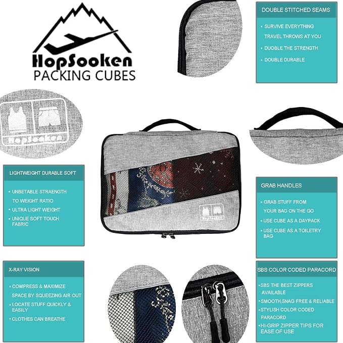 5 Set Packing Cubes for Travel Large Suitcase Luggage Organizer Bags Travel - Image 6