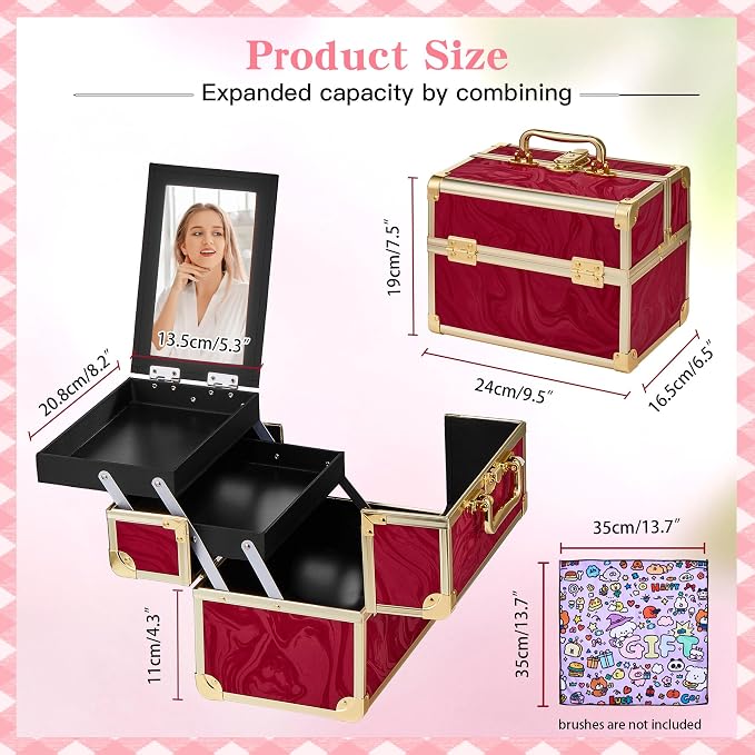 Makeup Train Case, Portable Makeup Case - Image 3