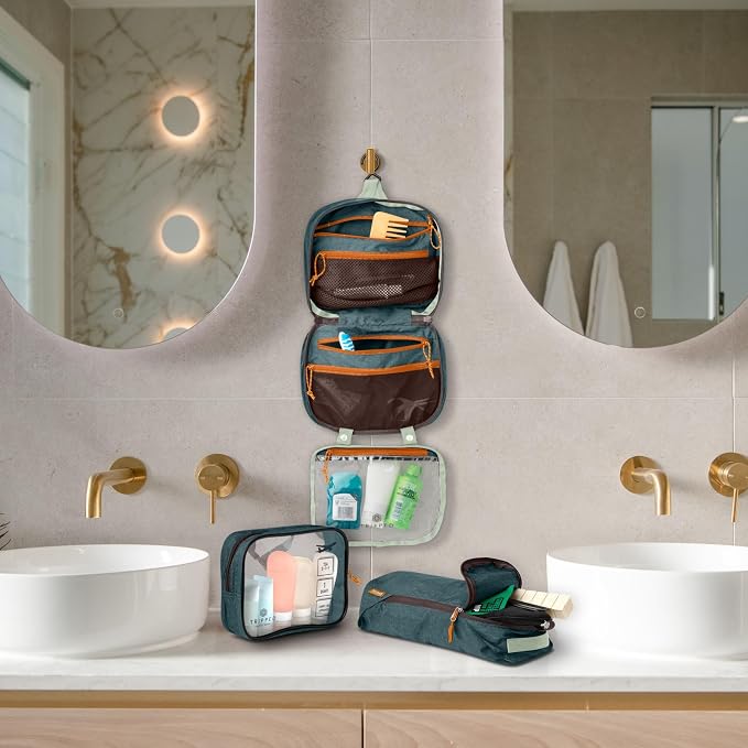 Toiletry Bag Kit Set: Hanging Travel Toiletry Bag + 311 TSA Cosmetic Liquid Bag - Image 2