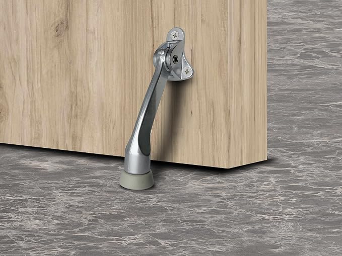 QCAA Heavy Duty Kickdown Door Stopper, Zinc Die Cast, Satin Chrome, 8 Pack - Image 4