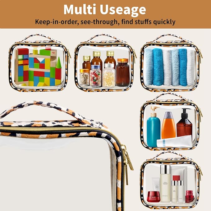 TSA Approved Travel Toiletry Bag, 3 Pack Clear Makeup Bags - Image 4