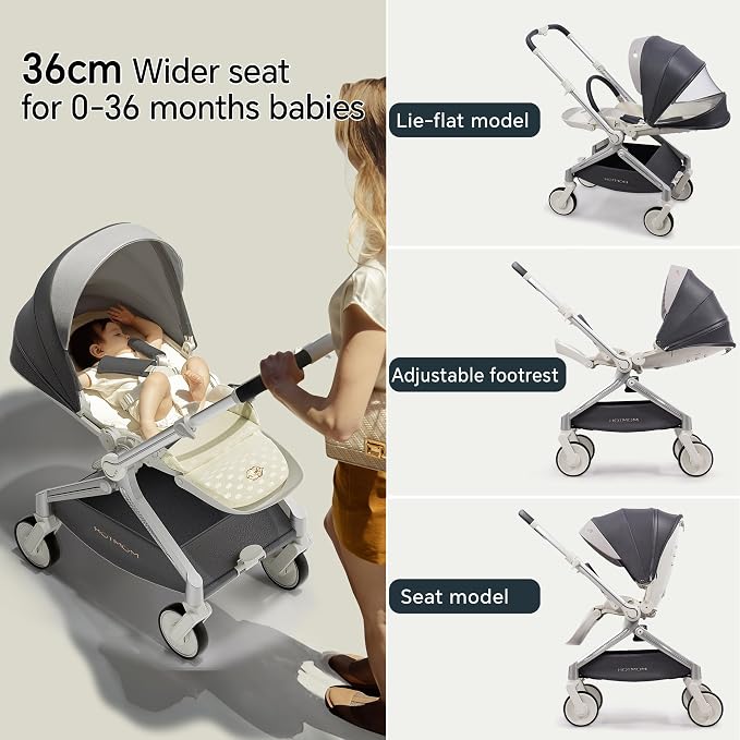 Hot Mom Baby Lightweight Stroller, Intelligent Seat Reversing，Double Brake and - Image 2