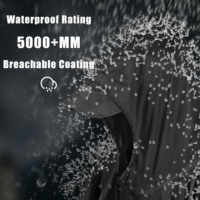 Coralrain Hooded Rain Poncho Lightweight Waterproof Unisex Raincoat Jacket - Image 2