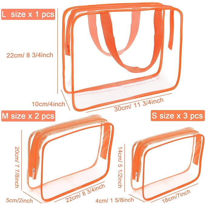 APREUTY Clear Makeup Bags, TSA Approved 6 Pcs Cosmetic Makeup Bags Set Clear PVC - Image 3
