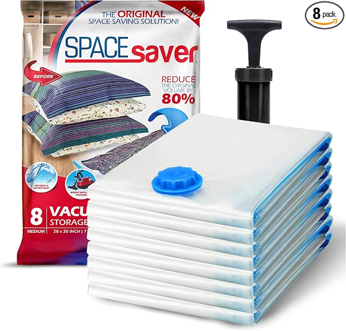 8 Pack Medium Vacuum Storage Bags by Spacesaver