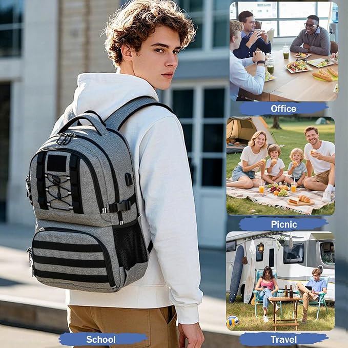 Laptop Lunch Backpack for Men - 40L Large Capacity Work Backpack - Image 6