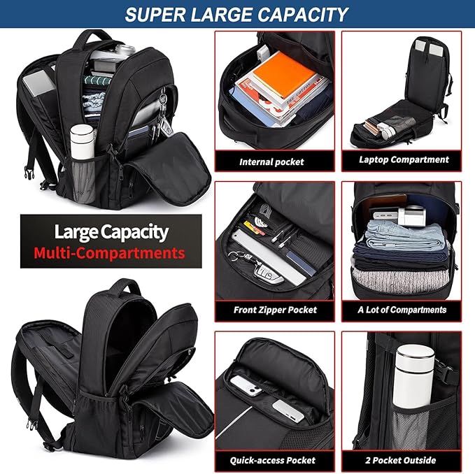 Extra Large Backpack for Men 55L, 18.4Inch Travel Laptop Backpack - Image 3