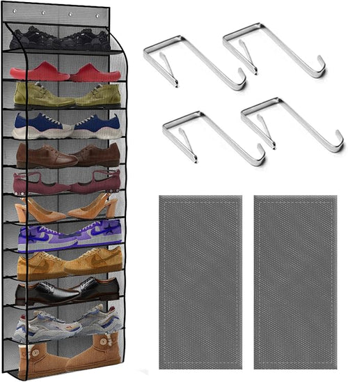 12 Pocket Over the Door Shoe Organizer, Reusable Breathable Large Mesh Bag by Unknown