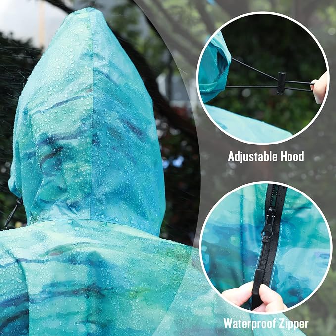SaphiRose Rain Poncho Jacket Coat Hooded - Image 6