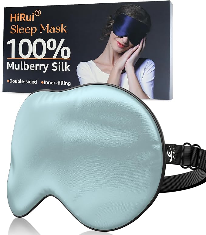 HiRui Silk Sleep Mask, 100% Natural Mulberry Silk of Double-Sided & by HiRui