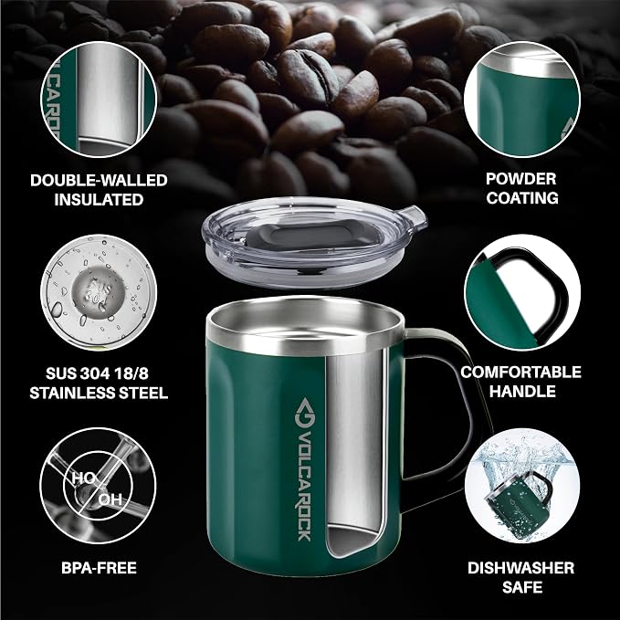 16 Oz Coffee Mug with Handle and Lid, BPA Free Coffee Cup, Keep Cold 6 Hours - Image 3