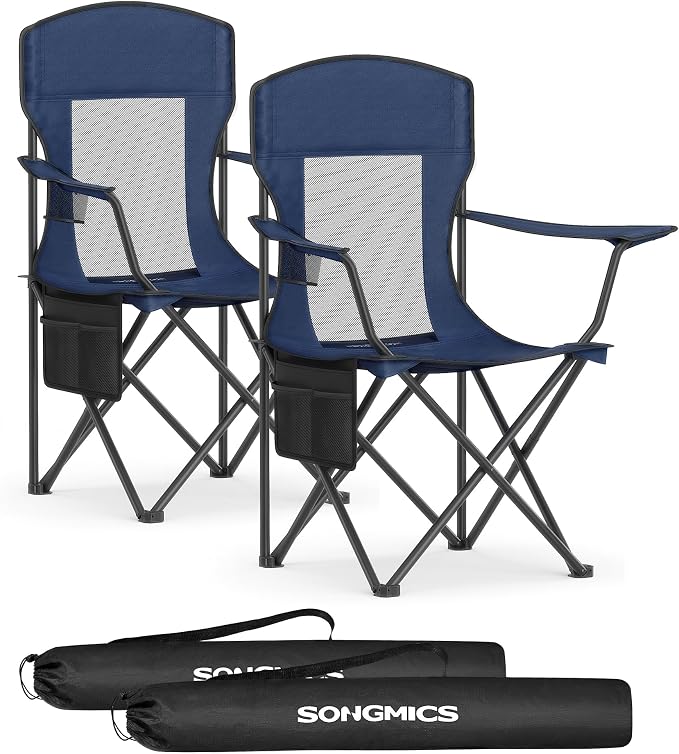 SONGMICS Breathable Camping Chairs, Foldable Outdoor Chairs Set of 2, High Back by SONGMICSbySONGMICSHOME