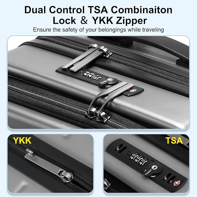Carry On Luggage 22×14×9 Airline Approved, 20 Inch Lightweight ABS+PC Hard - Image 5