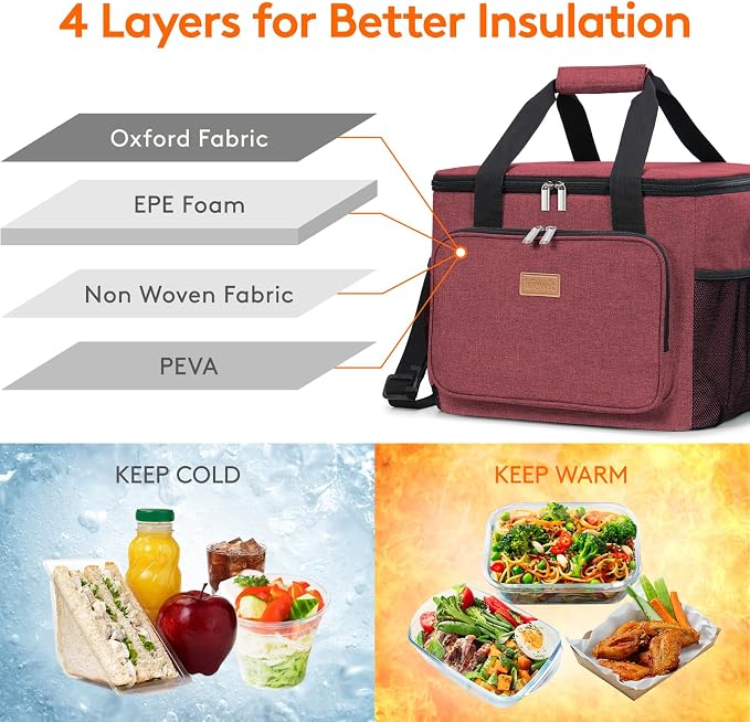 Lifewit Large Lunch Bag Insulated Lunch Box Soft Cooler Cooling Tote - Image 2