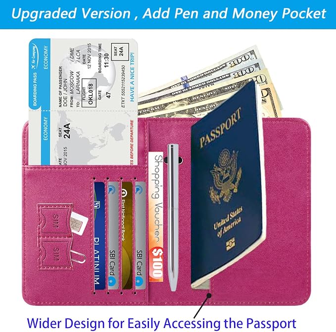 Passport Holder Cover Wallet Travel Essentials RFID Blocking Leather Card Case - Image 2
