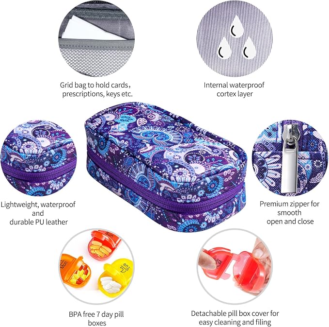 Serfeymi Weekly Travel Pill Organizer 2 Times A Day AM PM Upgraded Rainbow Pill - Image 3