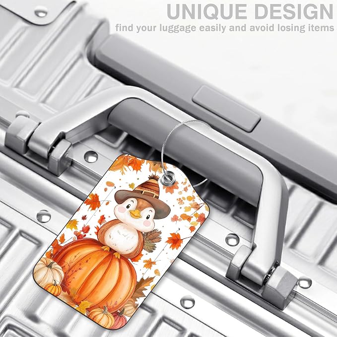 2 Pcs Cartoon Turkey and Pumpkin Luggage Tags - Image 5
