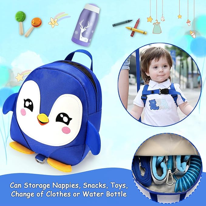 Accmor Toddler Harness Backpack Leash, Cute Penguin Kid Backpacks - Image 3