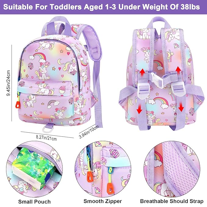 Accmor Toddler Harness Backpack Leash, Mini Unicorn Backpacks - Image 2