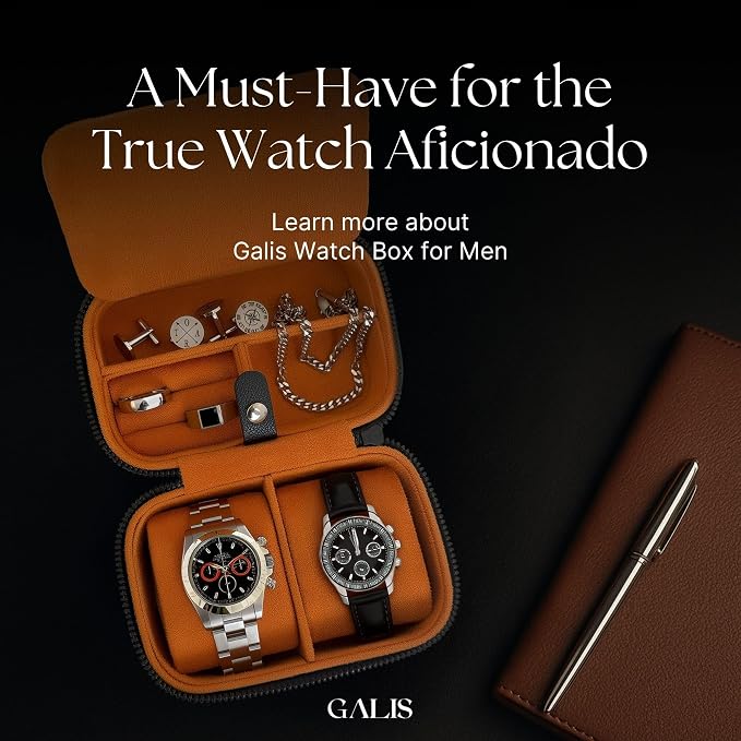 Galis Luxury Watch Case for Men High End Portable 2-Slot Watch Holder and Watch - Image 9