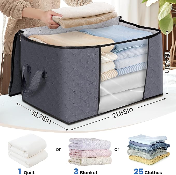 Fab totes 3-Pack Clothes Storage, Foldable Blanket Storage Bags, Containers - Image 2