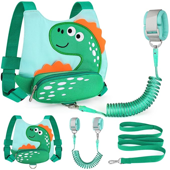 Accmor 3 in 1 Toddler Harness Leash + Baby Anti Lost Wrist Link, Cute Dinosaur by Accmor