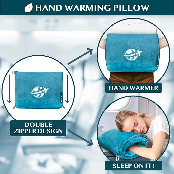 PAVILIA Travel Blanket and Pillow, Arms Opening Airplane Blankets - Image 5