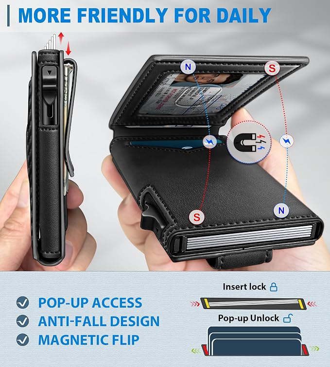 Airtag Wallet for Men, with Money Clip Gift Boxed, Slim Front Pocket Wallet - Image 3