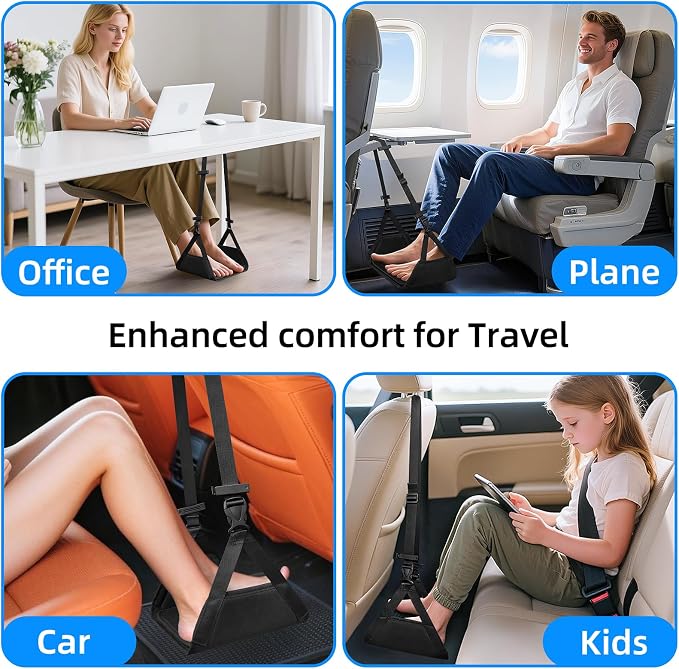 Airplane Foot Hammock for Plane Travel, Foot Sling Swing Rest for Airplane - Image 6