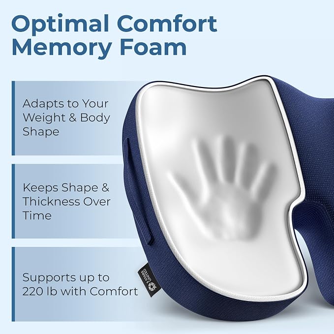 5 STARS UNITED Seat Cushion for Tailbone Pain Relief – Memory Foam Cushion for - Image 4