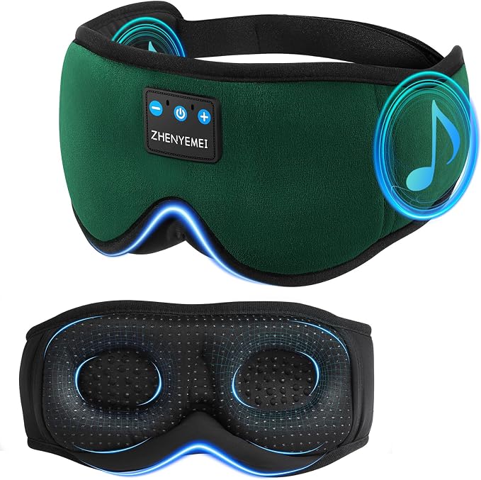 3D Sleep Mask with Bluetooth Headphones, Sleeping Headphones by RestEasyLiveCalm