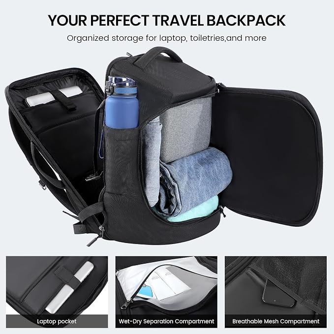 Large Travel Backpack for Men 40L, Carry On Backpack TSA 17.3 Inch Laptop - Image 2