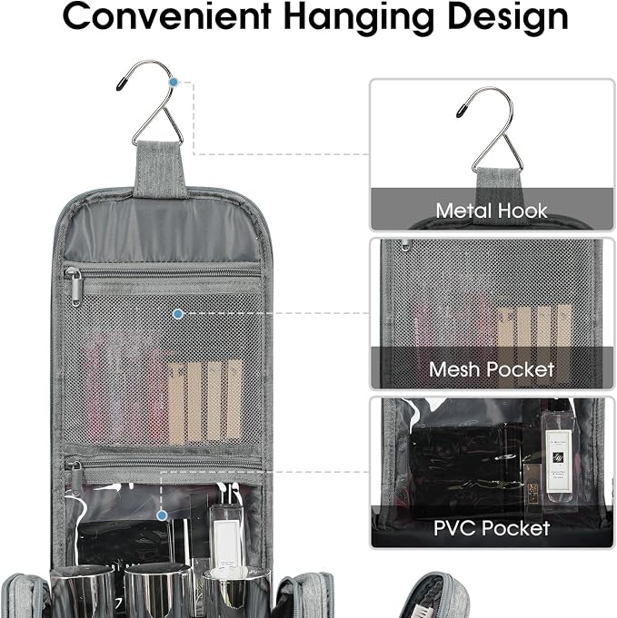 Narwey Hanging Toiletry Bag for Women Travel Makeup Bag Organizer Toiletries - Image 4