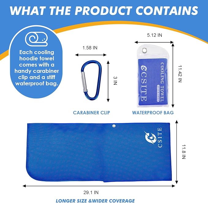 4 Pack Cooling Hoodie Towels for Neck and Face, UPF 50 Sun Protection & Instant - Image 6