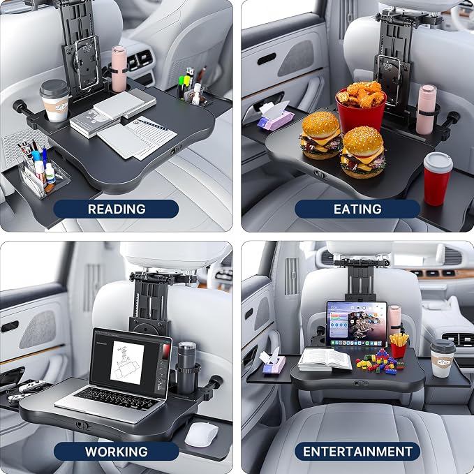 Car Back Seat Tray Table, Stable Foldable Auto Backseat Food Trays Desk - Image 2