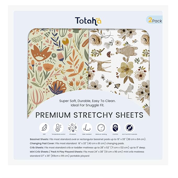 TotAha Premium Soft Pack n Play Sheets, Super Stretchy Jersey Knit Mini Crib by TotAha%7CUnitedStates