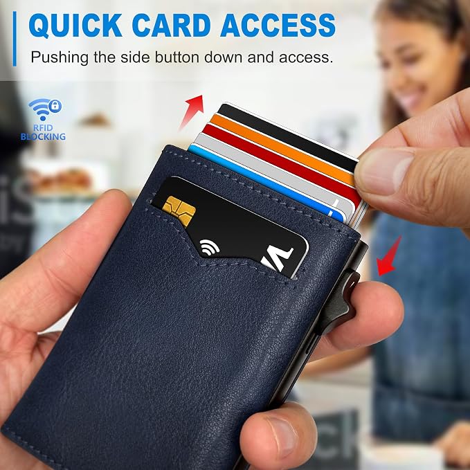 Wallet for Men, with Cash Pocket 2 ID Window 9-13 Cards, Metal Case Smart Slim - Image 5