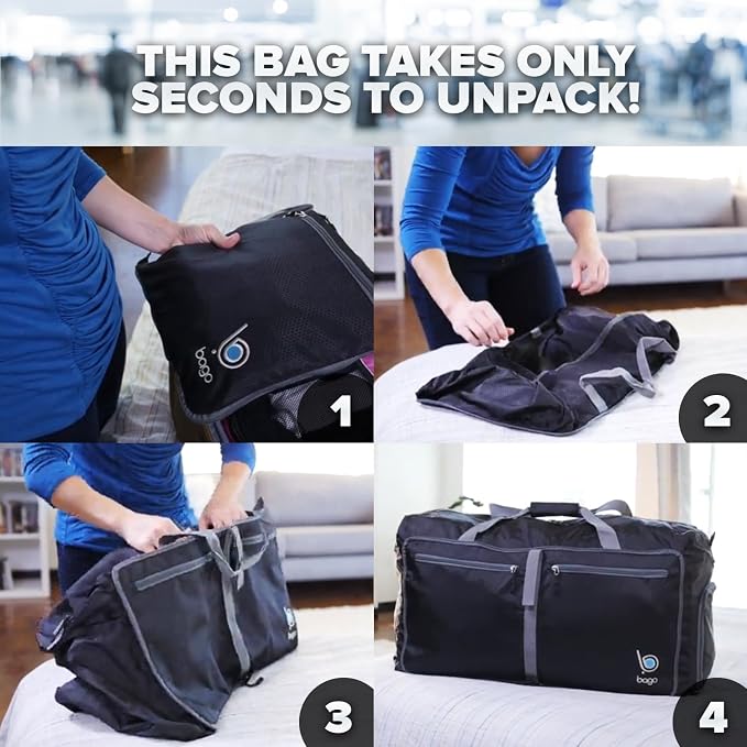Bago Foldable Duffel Bags for Traveling Women & Men - 40L Sports Packable - Image 10