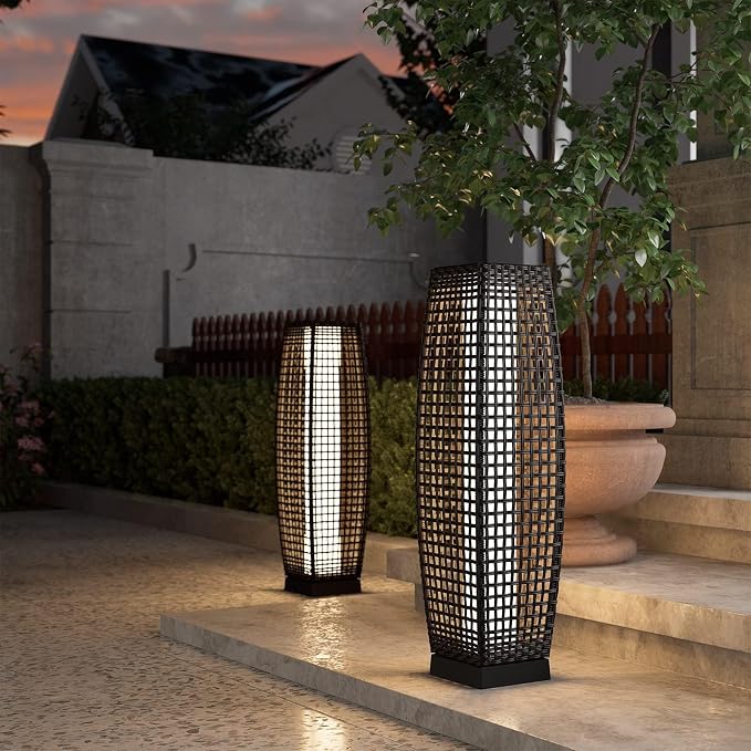 Grand patio 2-Piece Outdoor Floor Lamp Solar Powered Lantern Water-Resistant - Image 8
