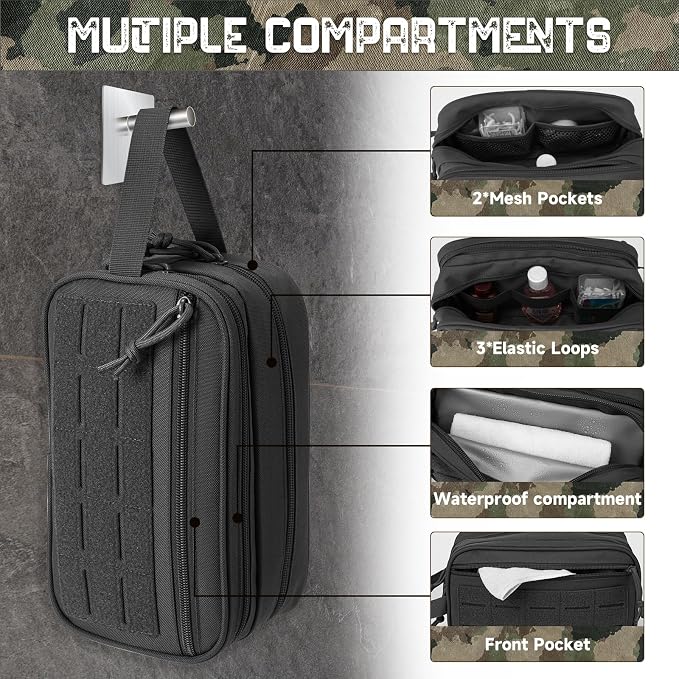 QT&QY Tactical Toiletry Bag For Men Hygiene Bag EDC Military Tool Molle Pouches - Image 4
