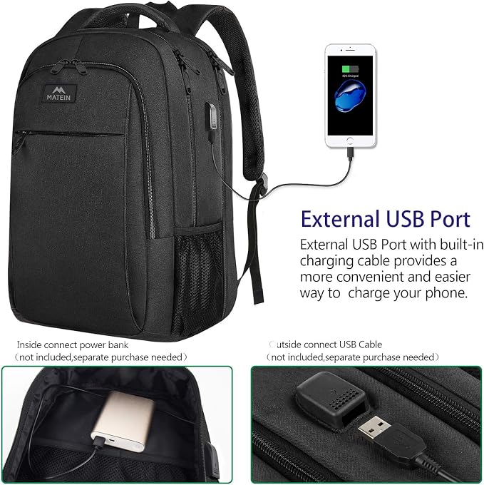 MATEIN Extra Large Travel Backpack, TSA Friendly 18.4 Inch Laptop Backpack - Image 3